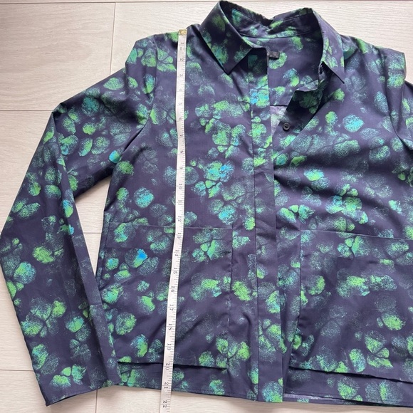 COS Blue and Green Abstract Graphic Collared Blouse 100% Cotton - Picture 5 of 6